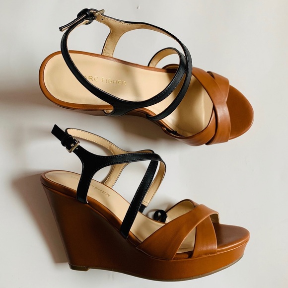 Marc Fisher Shoes Marc Fisher Wedge Heels With Ankle Strap In Brown